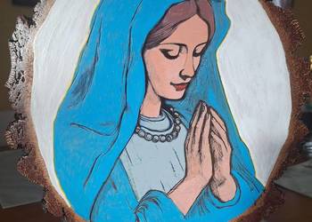 Obraz malowany ręcznie na plastrze brzozy