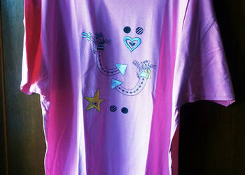 Bluzka damska bawełniana jasnoróżowa z ciekawym wzorem