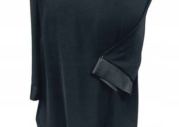 Bluzka elegancka damska M&SZ biust 110cm-czarna skórzane dodatki