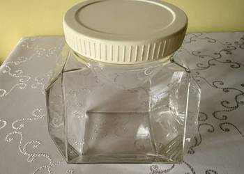 Duży Słój Szklany 2L Sześciokątny z Zakrętką Vintage Pojemnik Kuchenny