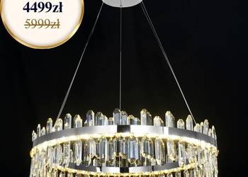 Żyrandol nowoczesny kryształowy, lampa wisząca okrągła 80 cm srebrna Żyrandol nowoczesny kryształowy, lampa wisząca okrągła 80 cm srebrna