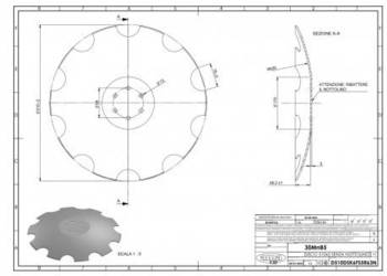 Talerz agregatu talerzowego, zębaty 520 mm, 6 otworowy, grubość 5 mm BEDNAR