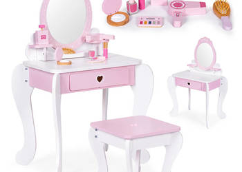 Toaletka dziecięca zabawkowa duża z lustrem taborecikiem 7 dodatków ECOTOYS