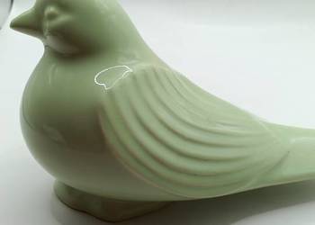 Figurka ceramika miętowy zielony ptak gołąb