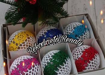 Bombki choinkowe na szydełku WYPRZEDAŻ rękodzieło ozdoby na choinkę