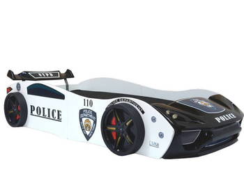 Łóżko MDF Policja samochód auto oświetlenie LED