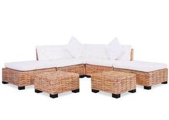 vidaXL Zestaw wypoczynkowy, 18 elementów, naturalny rattan(sku244624)