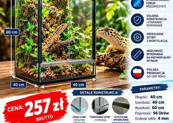 Terrarium szklane 40x40x60 cm 4 mm – producent Trans-Glass