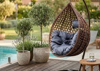 NOWY fotel wiszący PREMIUM, 599 zł za komplet, kokon, bujak, brązowy !