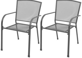Krzesła ogrodowe sztaplowane 2 szt. stalowe szare WM-42705