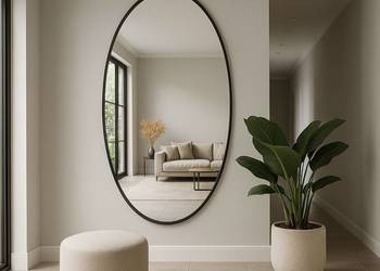 Lustro BALI SHAPE – elipsowate lustro w czarnej ramie | Nowoczesne lustro