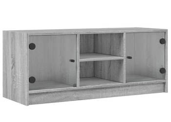 Szafka TV ze szklanymi drzwiami szary dąb sonoma 102x37x42 cm WM-836376