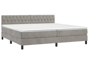 Łóżko kontynentalne z materacem i LED szare aksamit 200x200cm WM-3134603