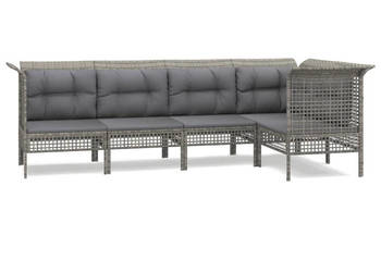 5-cz. zestaw wypoczynkowy do ogrodu poduszki szary rattan PE WM-3187507