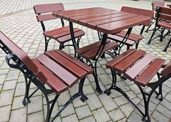 Zestaw ogrodowy żeliwny  stół 75x75 + 4 krzesła  jak nowy!  4 komplety