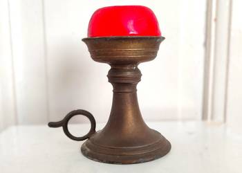 stary świecznik kaganek mosiężny