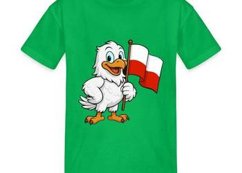 Koszulka młodzieżowa z bawełny o wysokiej gramaturze Orzełek z flagą Polski