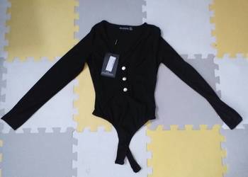 Body czarne prążkowane Pretty Little Thing S nowe bluzka stringi