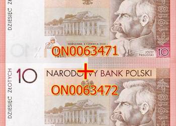 2 x Banknot 10 zł Piłsudski Niepodległość 63471 63472 Inwe