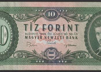WĘGRY 10 FORINTÓW 1969 - PETOFI SANDOR - STAN BANKOWY UNC