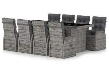 vidaXL 9-cz. zestaw mebli ogrodowych z poduszkami, rattan PE(SKU:3059340)