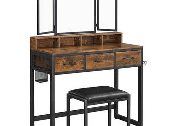 Toaletka kosmetyczna duże rozkładane lustro stołek