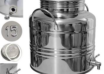 Bańka stal nierdzewna beczułka INOX 15L z kranem na alkohol wodę sok oliwę