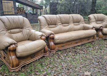 Komplet wypoczynkowy 3 1 1 Nowa skóra naturalna