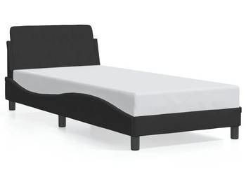 Rama łóżka z zagłówkiem bez materaca czarna aksamitna 80x200cm WM-373074