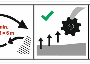 Naklejka ostrzeżenie bezpieczeństwa przy maszynie z wirującym talerzem