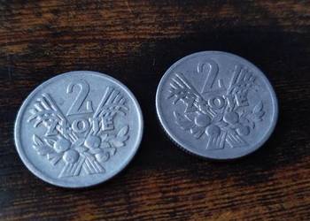2 monety o nominale 2 złote z lat: 1960 (duży rybak) i 1974 motyw: JAGODY