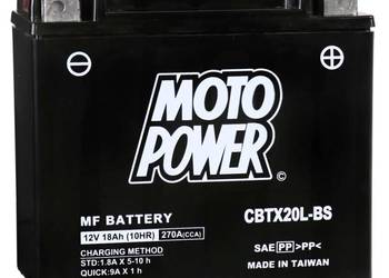 Akumulator motocyklowy MotoPower CBTX20L-BS YTX20L-BS 12V 18