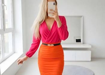 Sukienka z marszczeniem soczyste kolory L/XL