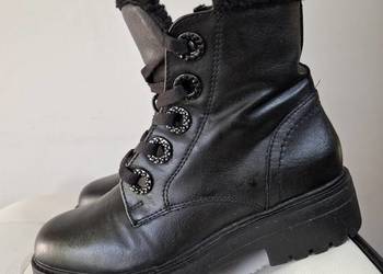 Ciepłe botki 36 trapery Highland Creek czarne kożuszek jesienne zimowe buty