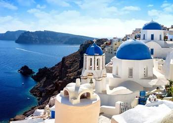 Tapeta, fototapeta Santorini, uliczka, Grecja.