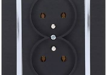 Gniazdo podwójne Magic Timex-elektro kolor Czarny mat z chromem