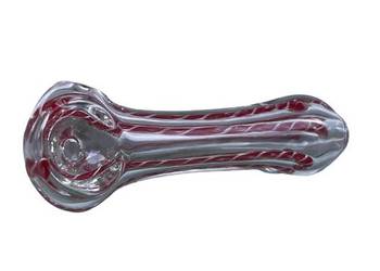 Krótka Cygarniczka Lufka Fifka Gruba Przezroczysta w Czerwone Paski