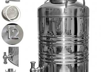 Beczka stal nierdzewna inox antałek beczułka bańka 12L z kranikiem 1/2"