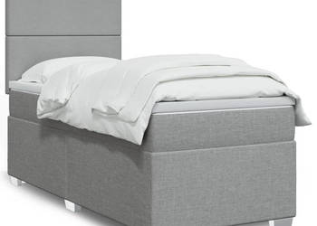 Łóżko kontynentalne z materacem jasnoszare tkanina 100x200cm WM-3290392