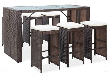 vidaXL 7-cz. zestaw barowy do ogrodu z poduszkami, rattan PE(SKU:49559)