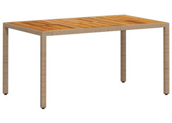 Stół ogrodowy beżowy 150x90x75 cm rattan PE i drewno akacjowe WM-368127