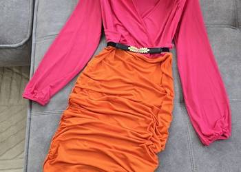 Sukienka z marszczeniem soczyste kolory L/XL