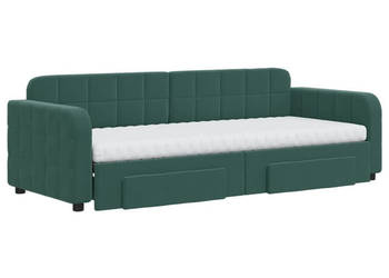 Sofa rozsuwana z szufladami ciemnozielona aksamit 80x200 cm WM-3196996