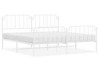 Łóżko Metalowe Białe Rama Łóżka Ze Stelażem Biała 193x203 cm WM-373960