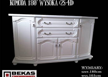 a Stylowa Śliczna Biała Komoda 180` Wysoka (2S-4D) Bekas