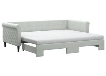 Sofa rozsuwana z materacami jasnoszara aksamit 90x200 cm WM-3197795