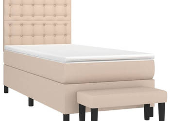 Łóżko kontynentalne z materacem cappuccino ekoskóra 90x200 cm WM-3137646