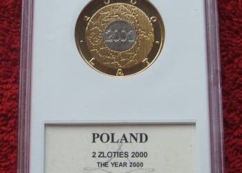 MONETA 2 ZŁ MILLENIUM 2000 ROK !!! GRADING UNC POLSKA
