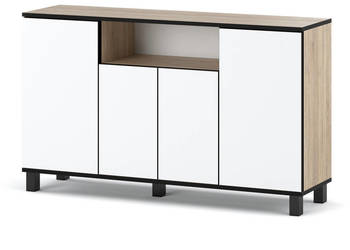 Komoda Z Drzwiczkami Do Sypialni 140cm Dąb Sonoma Biała Szafka Rtv Salon