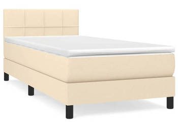 Łóżko kontynentalne z materacem kremowe tkanina 90x200 cm WM-3140030